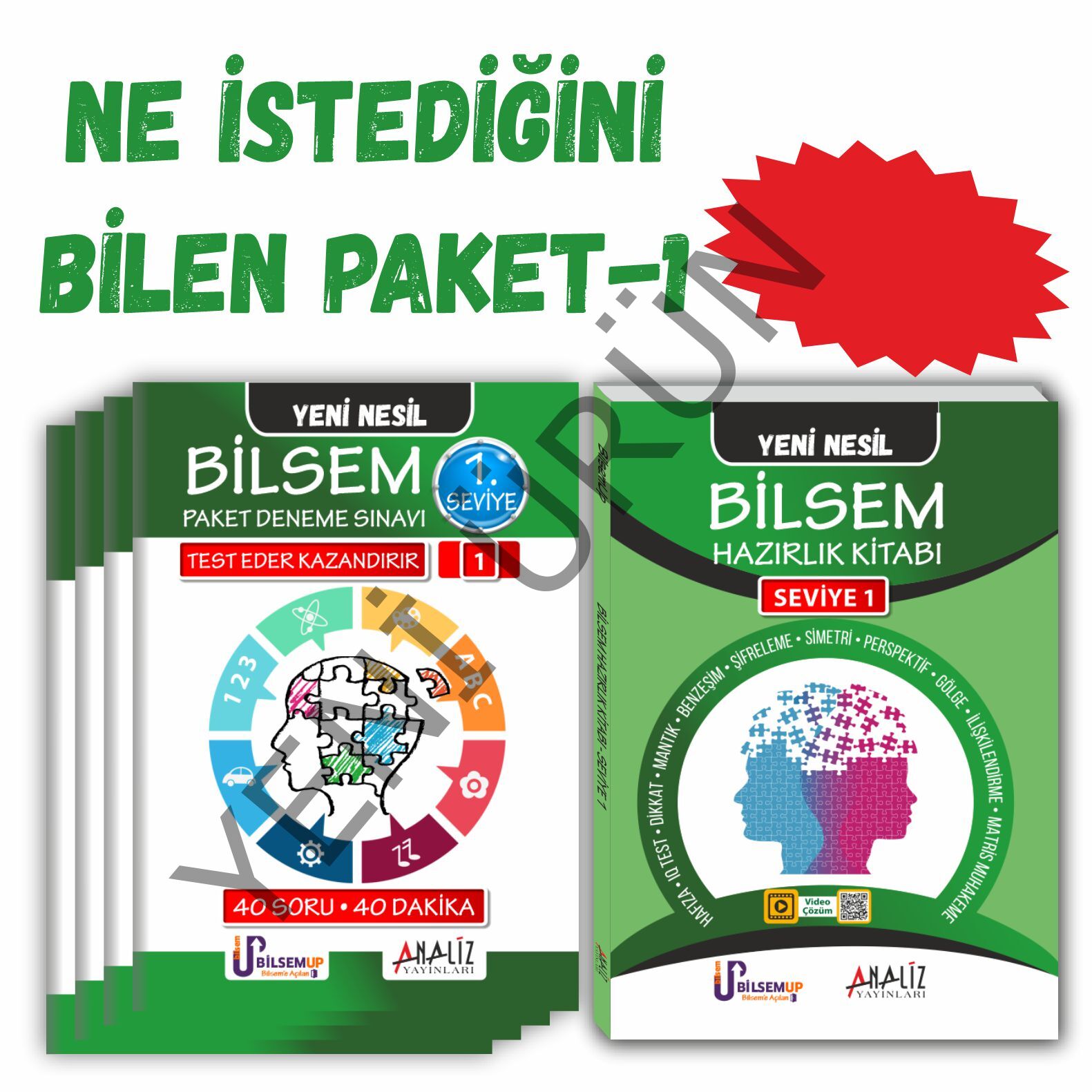 BİLSEM NE İSTEDİĞİNİ BİLEN PAKET 1 (HAZIRLIK KİTABI+PAKET DENEME)