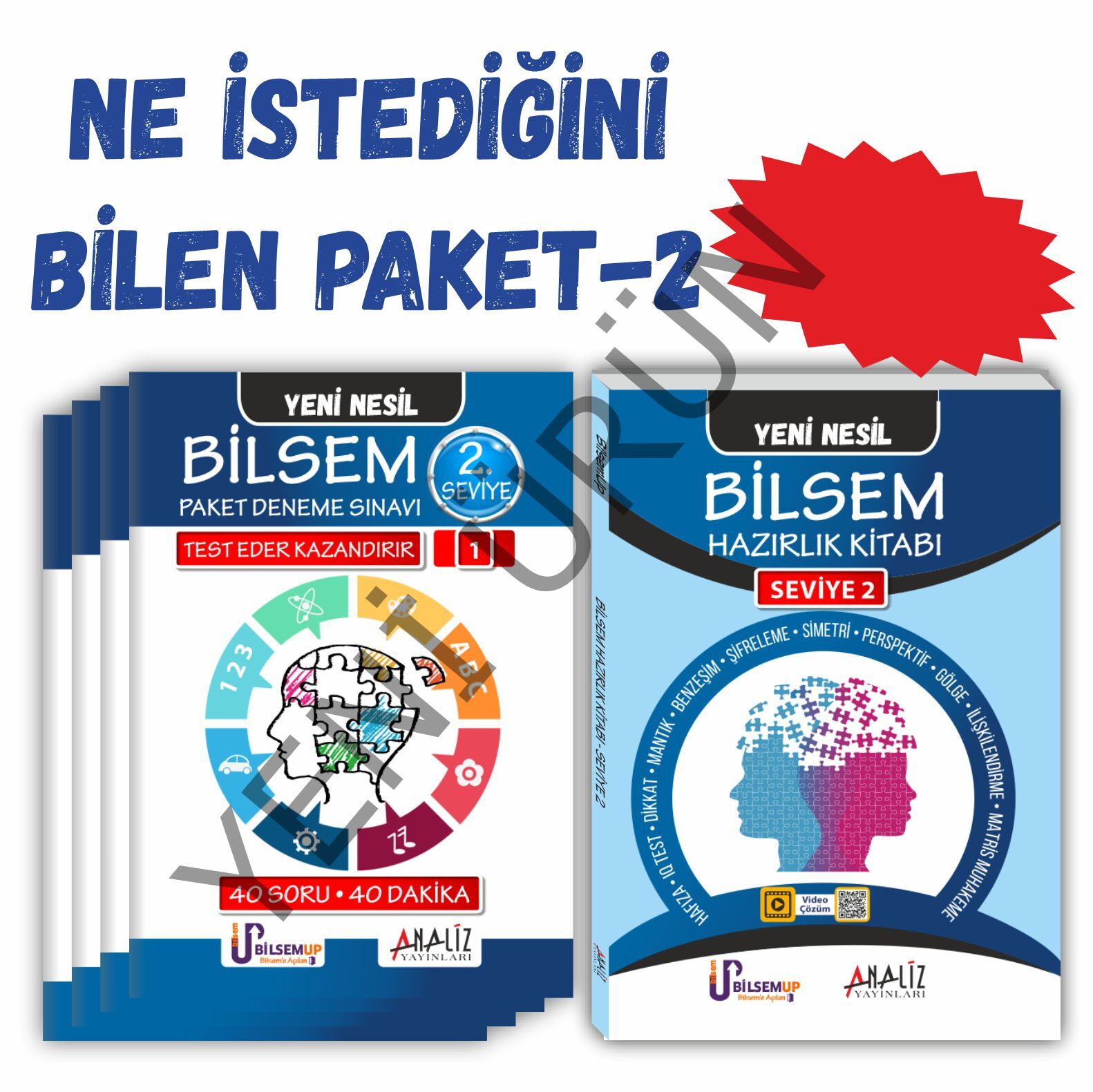 BİLSEM NE İSTEDİĞİNİ BİLEN PAKET 2(HAZIRLIK KİTABI + PAKET DENEME)