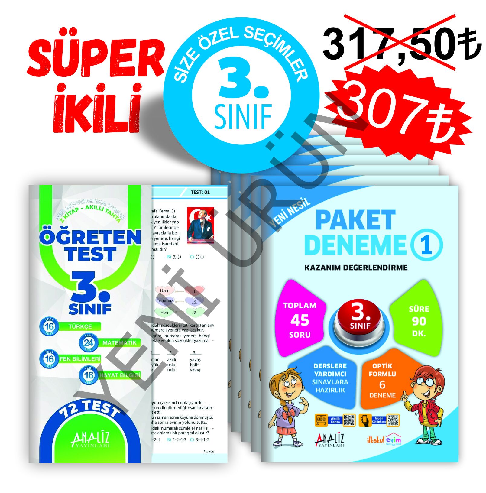 ANALİZ 3.SINIF SÜPER 2'Lİ  (6'LI PAKET DENEME+YAPRAK TEST)