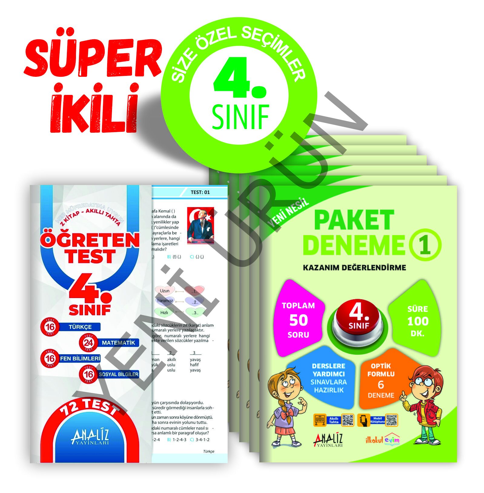 ANALİZ 4.SINIF SÜPER 2'Lİ  (6'LI PAKET DENEME+YAPRAK TEST)