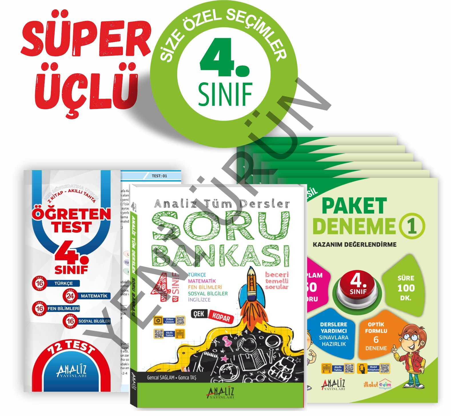 ANALİZ 4.SINIF SÜPER 3'LÜ  (6'LI PAKET DENEME+YAPRAK TEST+SORU BANKASI)