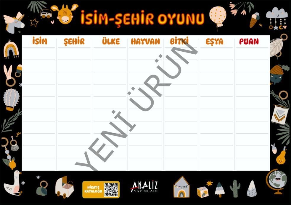 OYUN KARTI (İSİM-ŞEHİR VE KELİME ÜRETME)