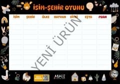 OYUN KARTI (İSİM-ŞEHİR VE KELİME ÜRETME)