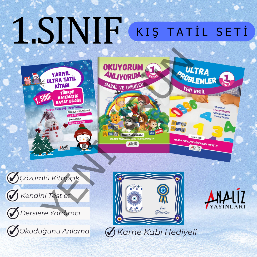 1.SINIF KIŞ TATİL SETİ (KIŞ TATİL+ MASAL ÖYKÜLER+ PROBLEMLER) NAZAR BONCUKLU KARNE KABI HEDİYELİ