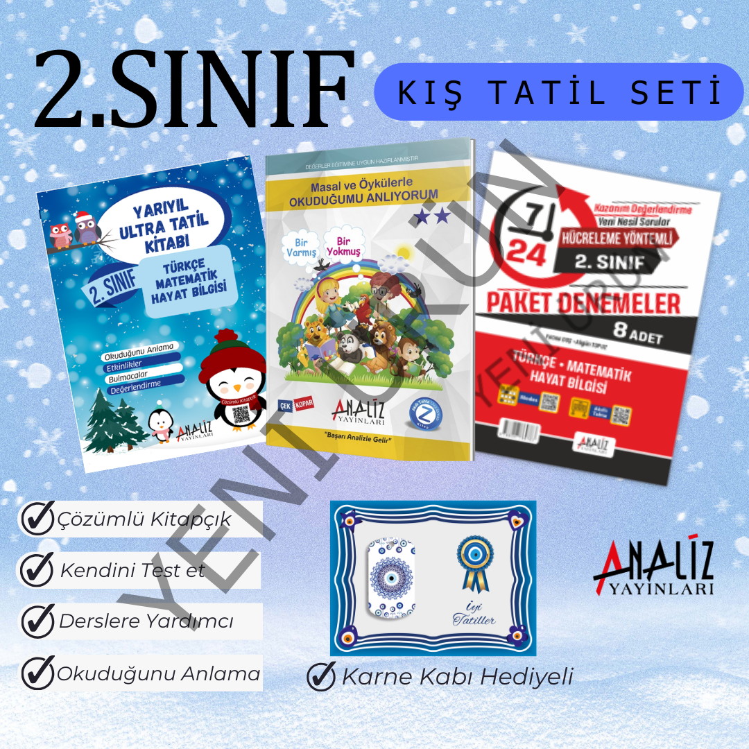 2.SINIF KIŞ TATİL SETİ (YARIYIL TATİL+ MASAL ÖYKÜ+ HAFTA SONU ETKİNLİKLERİ) NAZAR BONCUKLU KARNE KABI HEDİYELİ