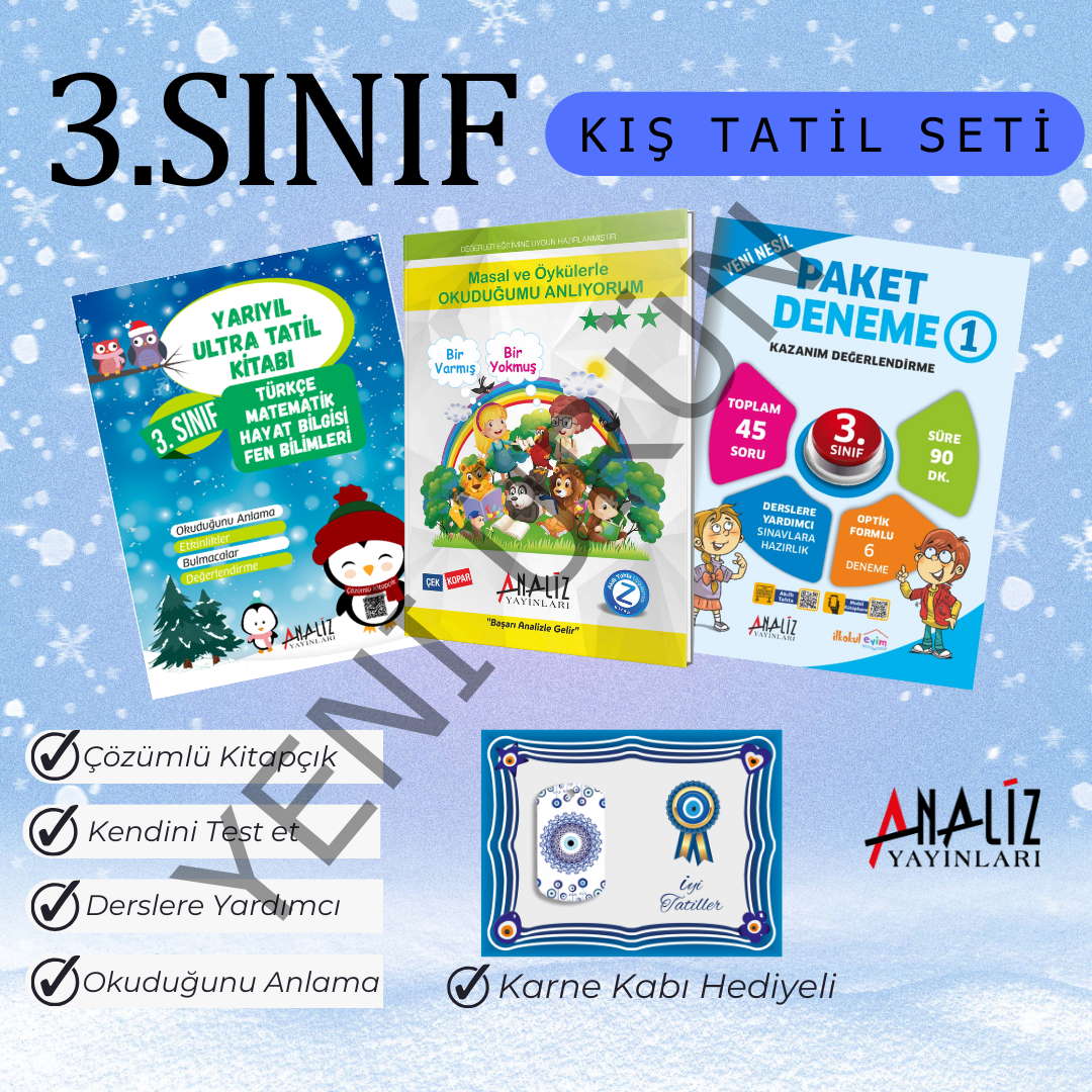 3.SINIF KIŞ TATİL SETİ ( YARIYIL TATİL+MASAL ÖYKÜ+PAKET DENEME) NAZAR BONCUKLUKARNE KABI HEDİYELİ