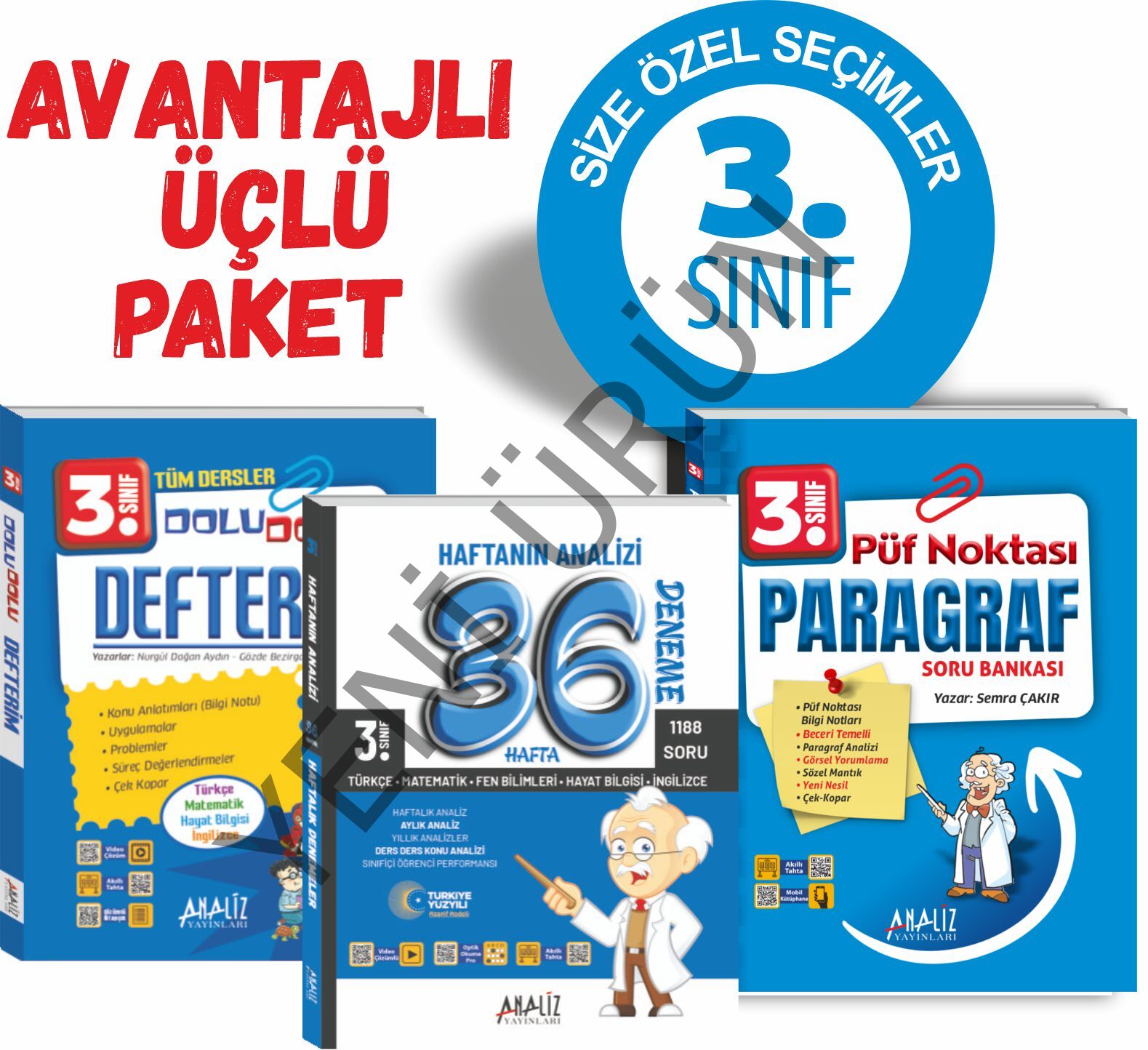 3.SINIF AVANTAJLI ÜÇLÜ SET (HAFTANIN ANALİZİ+PARAGRAF+DEFTERİM)