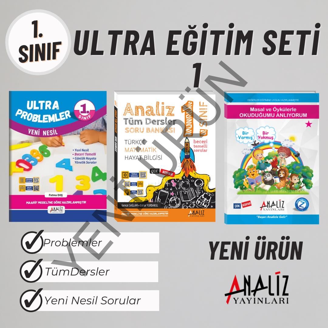 1.SINIF ULTRA EĞİTİM SETİ-1 (ANALİZ TÜM DERSLER+ MASAL ÖYKÜ 80SYF +PROBLEMLER)