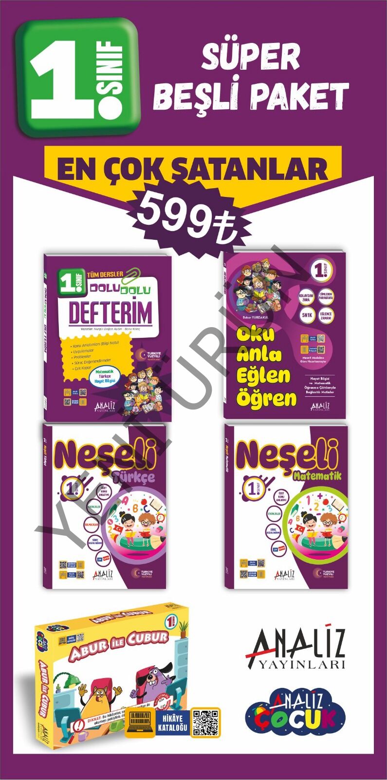 1.SINIF 5'Lİ SÜPER PAKET (ABUR İLE CUBUR+ OKU ANLA ÖĞREN+DEFTERİM+TÜRKÇE+ MATEMATİK)